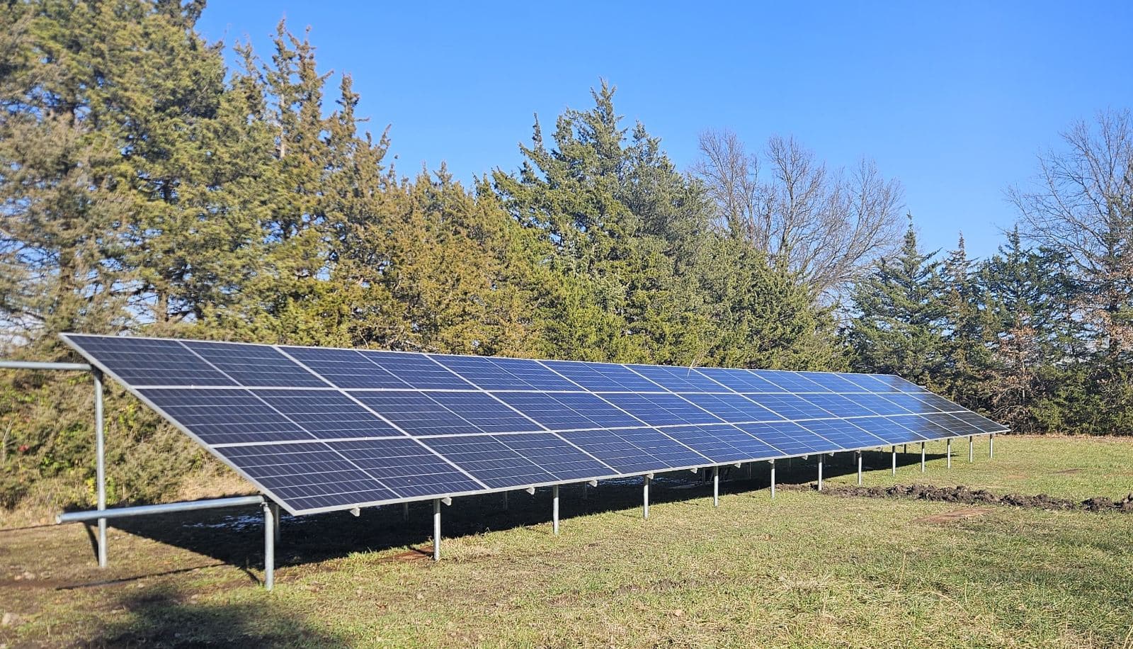 Ground-mount home solar array, southeast Kansas